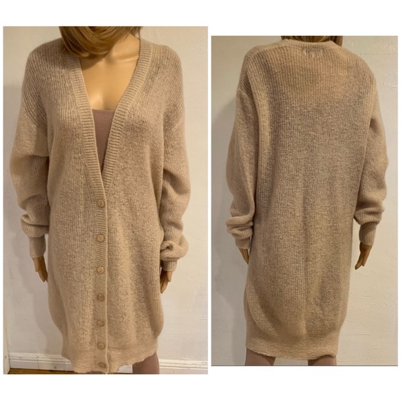 NWOT House of CB Loisette beige mohair Oversized Cardigan - Picture 2 of 6
